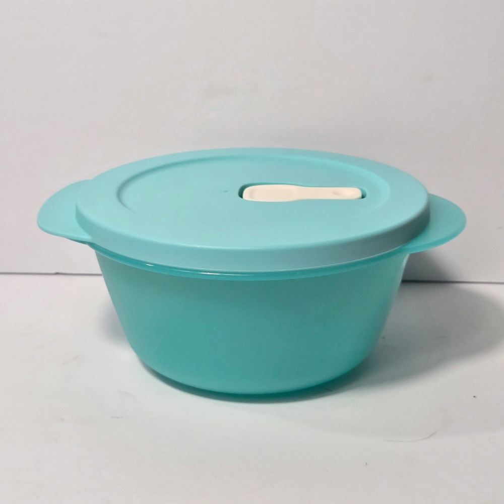 Tupperware CrystalWave 800ml 3.5 Cup Microwave Bowl Vented Lid Teal 2647C-4